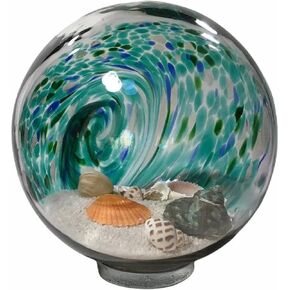 Hand Blown Sand and Seashell Glass Globe Blue Accents in Saudi Arabia
