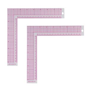 2 Pcs Plastic Sewing Ruler, L Shaped 90 Degree Curve Ruler Sewing Measure Tailor Ruler Clear Sewing Ruler for Professional Tailor Craft Tool Drawing Measuring Supplies