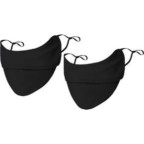 UV Face Shield, Face Mask for Sun Protection Washable Reusable Exercise Ice Silk Soft Breathable Sports Face Coverings (2PCS Black)