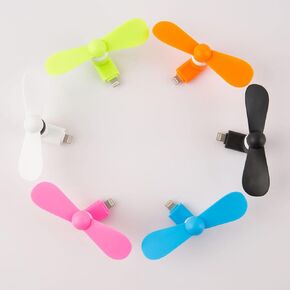 Baieasy Mini Cell Phone Fan, Lightning Port Compatible for iPhone, iPad Colorful (6 Pack)