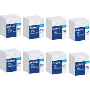 Oxford Mini Index Cards 3 Inch X 2.5 Inches 200 Cards per Package (8 Pack)