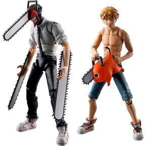 BANDAI Chainsaw Man SMP Double Pack Chainsaw Man & Denji Model Kit Set | 15cm Chainsaw Mand and Denji SMP Kit Makes Pose Highly Articulated with Interchangeable Parts and Accessories