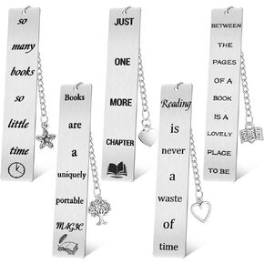 5 Pcs Bookmarks for Book Lover Women Inspirational Graduation Gifts with Pendant Bookmark Gifts for Teen Girls Daughter Students Teachers Book Lovers Graduation Retirement Birthday Appreciation Gifts