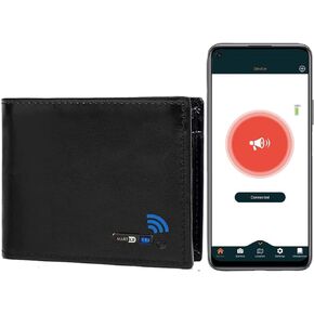 Clever Anti-Lost Bluetooth Wallet with Alarm, Position Record (via Phone GPS) Tracker Item Finder Locator, Multi-Functional Bifold Cowhide Leather, Credit Card Intelligent Trackable Purse (Coffee)