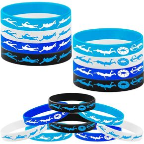 PIBIPAID 48PCS Swimming Rubber Bracelet Party Favors -Swimming Silicone Wristband Party Supplies Decorations Swimming Action Sport Themed Birthday Baby Shower Party Gifts