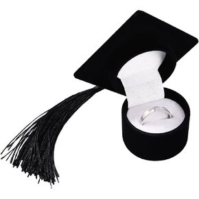 Graduation Cap Ring Box - Doctoral Cap Shaped Ring Jewelry Storage Box Organizers Celebration Graduation Gifts for Graduation Party