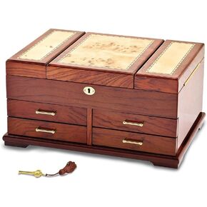 Bubinga Veneers Mapa Burl Inlay Jewelry Box 14.75"