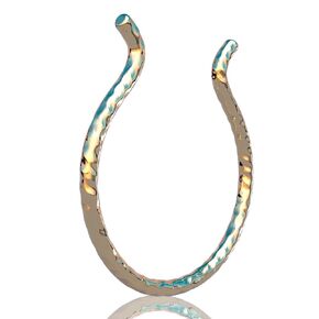 Silver Clip on Septum Piercing - Handmade 925 Silver 20 Gauge Clip on Septum Hoop - Hypoallergenic Hammered Silver Faux Septum