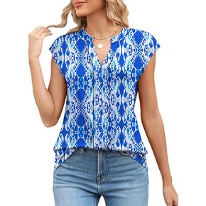 Micoson Womens V Neck Sleeveless Tank Top Cap Sleeve Tops Summer Shirts Business Blouse Dressy Casual S-XXL