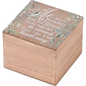 Elanze Designs Life Is Not Measured By Breaths - Green/Brown 4 x 3 Inch MDF Wood Decorative Keepsake Box