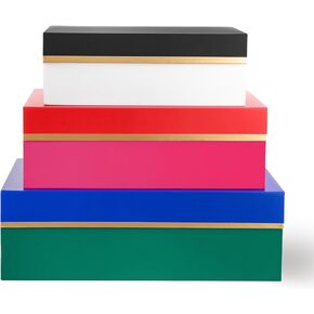 Kate Spade New York Decorative Storage Boxes with Lids, 3 Pack Sturdy Organizer Storage Bins, Includes Small Medium Large Pink Nesting Boxes with Magnetic Closure, Falling Flower