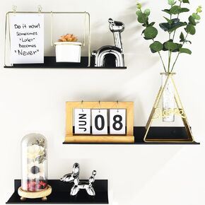 Wisfame White Metal Wall Shelves Set of 3, Modern Flaoting Shelves for Living Room Storage, Display Wall Shelf for Decoration, Wall Mounted Floating Shelf for Bathroom, Bedroom, Kitchen