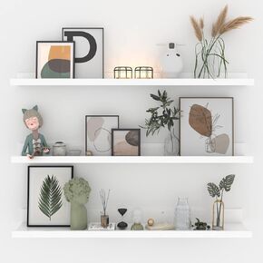 Giftgarden 36 Inch Grey Floating Shelves for Wall Mount, Gray Wood Wall Shelf Ledge for Bathroom Bedroom Living Room Kitchen Storage, Set of 3 Different Sizes