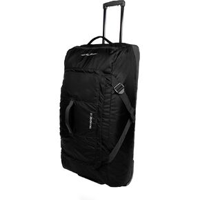 Eddie Bauer Traverse Rolling Duffel Bag-Made from Ripstop Polyester with Telescoping Handle, Black, 78L