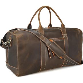 Polare Leather Duffle Weekend Travel Bag For Men With Full Grain Cowhide Leather 23.2'' Duffel Bag (Large-Brown(23.2") Updated Version)