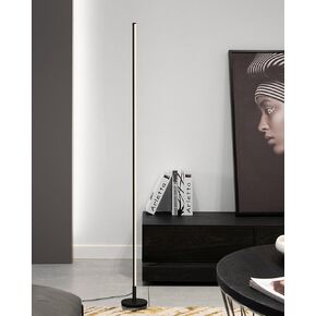 TACAHE Minimalist Corner Floor Lamp - 2700K-6500K Dimmable LED Night Light - Modern Standing Mood Lamp with Remote Control for Living Room, Bedroom - 57" 12W - Black - 1Pack