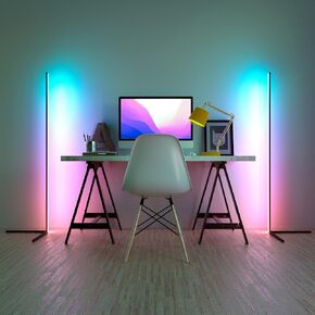مصباح زاوية طويل القامة RGB - مصباح زاوية RGB قابل للضوء - مصباح زاوية LED متغير اللون - مصباح LED حديث لغرفة النوم أو غرفة المعيشة in Kuwait