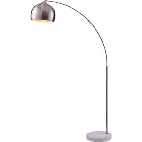 Teamson Home Arquer 66.93" Arc Floor Lamp for Living Rooms, Home Offices, Dining Rooms, Bedrooms with Faux Black Marble Base and Rose Gold Bell Shade