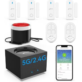 CPVAN Home Alarm System, Door Alarm System with Phone APP Alert, Door Window Sensor, Remote, Alarm Siren for Kids Elders Safety, Fit House Apartment, Compatible with Alexa, 2.4G/5G Wi-Fi 8PCS Kit