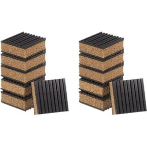 uxcell 12pcs Ribbed Anti-Vibration Isolation Rubber Pads 2" Length x 7/8" Thick, Square Anti Vibration Pads with Cork Center Layer for HVAC Air Compressor Washer
