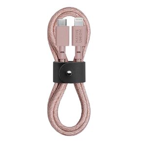 Native Union Belt Cable USB-C to Lightning - 4ft Ultra-Strong Reinforced Charging Cable with Leather Strap [MFi Certified] Compatible with iPhone 14, iPhone 13 and Earlier (Zebra)