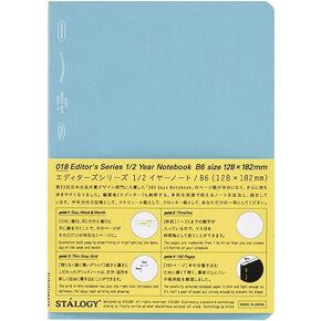 Nitoms S4125 STALOGY Notebook, 1/2 Ear, B6, Squared, Blue
