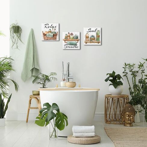 صور الحمام الأخضر من LoveHouse للاسترخاء والتنفس وعلامة النقع ديكور للحمام باللون الأخضر الحكيم مطبوعات قماشية للحمام in Saudi Arabia