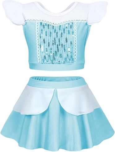 2PCS Girls Princess Swimsuit Two Piece Toddler Bikini Set Ruffle Bathing Suit Swim Wear Dress Up in Saudi Arabia