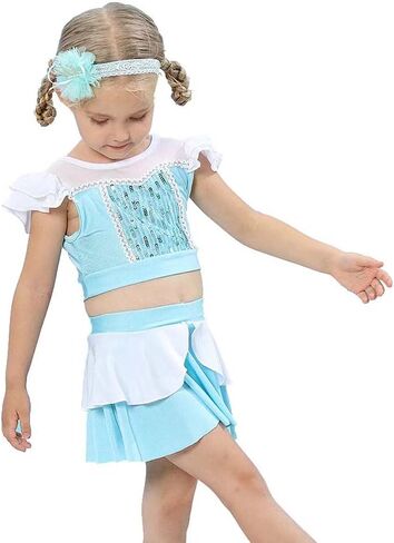 2PCS Girls Princess Swimsuit Two Piece Toddler Bikini Set Ruffle Bathing Suit Swim Wear Dress Up in Saudi Arabia