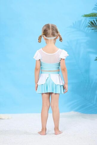 2PCS Girls Princess Swimsuit Two Piece Toddler Bikini Set Ruffle Bathing Suit Swim Wear Dress Up in Saudi Arabia