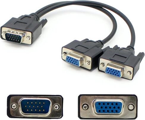كابل الصوت والفيديو AddOn VGASPLMFF VGA Splitter مع موصل أسود in Kuwait