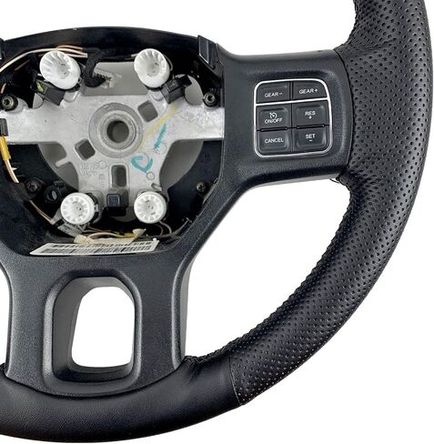Black Side Perforated Leather Black Stitching Steering Wheel Protector Cover Hand-Stitch on Wrap Fit for Dodge Ram Heavy Duty 1500/2500/3500/4500/5500 2013-2019 (No Marker Strip) in Saudi Arabia