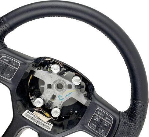 Black Side Perforated Leather Black Stitching Steering Wheel Protector Cover Hand-Stitch on Wrap Fit for Dodge Ram Heavy Duty 1500/2500/3500/4500/5500 2013-2019 (No Marker Strip) in Saudi Arabia