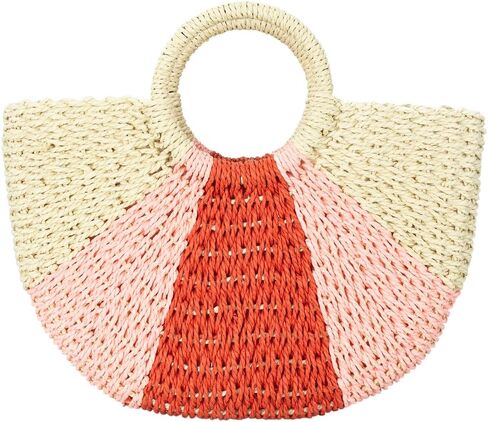 YYW Beach Straw Bag Summer Woven Straw Purse Handle Colorful Handbag Clutch Bag Tote Bag for Women in Saudi Arabia
