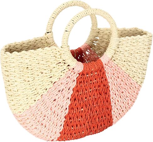 YYW Beach Straw Bag Summer Woven Straw Purse Handle Colorful Handbag Clutch Bag Tote Bag for Women in Saudi Arabia