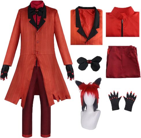 Alastor Cosplay Red Suit Cosplay Costumes Halloween Costumes with Gloves Role Play or Gift in Saudi Arabia