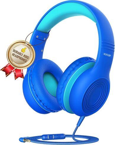 KLYLOP Kids Headphones with Microphone, Wired Headphone Over-Ear for Kids for School, 85/94dB Volume Limiter, Headphones for Kid with Share Function, Foldable Headset for iPad Kindle Fire in Saudi Arabia