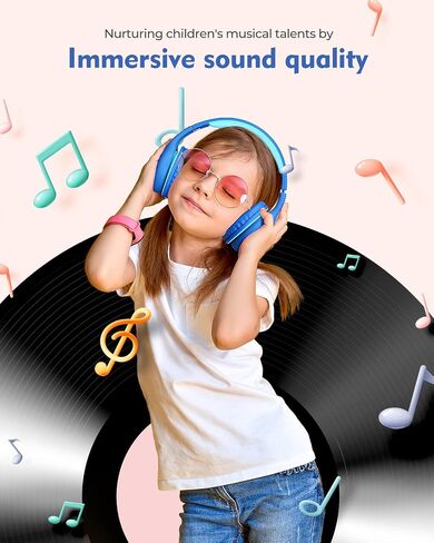 KLYLOP Kids Headphones with Microphone, Wired Headphone Over-Ear for Kids for School, 85/94dB Volume Limiter, Headphones for Kid with Share Function, Foldable Headset for iPad Kindle Fire in Saudi Arabia