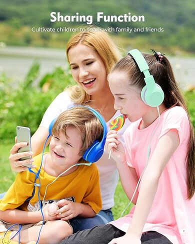 KLYLOP Kids Headphones with Microphone, Wired Headphone Over-Ear for Kids for School, 85/94dB Volume Limiter, Headphones for Kid with Share Function, Foldable Headset for iPad Kindle Fire in Saudi Arabia