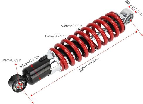 ممتص صدمات الدراجة النارية 250 مم، صدمات أمامية لحامل الحمل زنبركي، مقاوم للتآكل وقابل للتعديل، مثبط تعليق عالي القوة، لدراجة ترابية 50cc-125cc ATV Go Kar in Kuwait