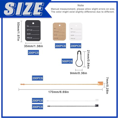 Glarks 1700Pcs Price Tags with Hang Tag Strings and Metal Gourd Pins Assortment Kit, 3 Colors 3.5cm x 5 cm Marking Tags Blank Paper Display Label Tags Clothing Tags for Clothes in Saudi Arabia