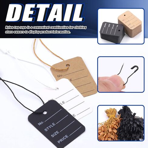 Glarks 1700Pcs Price Tags with Hang Tag Strings and Metal Gourd Pins Assortment Kit, 3 Colors 3.5cm x 5 cm Marking Tags Blank Paper Display Label Tags Clothing Tags for Clothes in Saudi Arabia