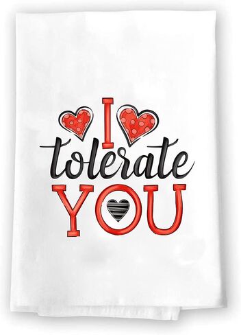 Decorative Kitchen and Bath Hand Towel | Valentines Day I Tolerate You | Winter Valentine's Day Themed | White Towel Home Decor Bathe Tea Towels Decorations | House Warming Gift Present in Saudi Arabia
