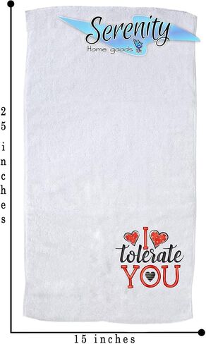 Decorative Kitchen and Bath Hand Towel | Valentines Day I Tolerate You | Winter Valentine's Day Themed | White Towel Home Decor Bathe Tea Towels Decorations | House Warming Gift Present in Saudi Arabia