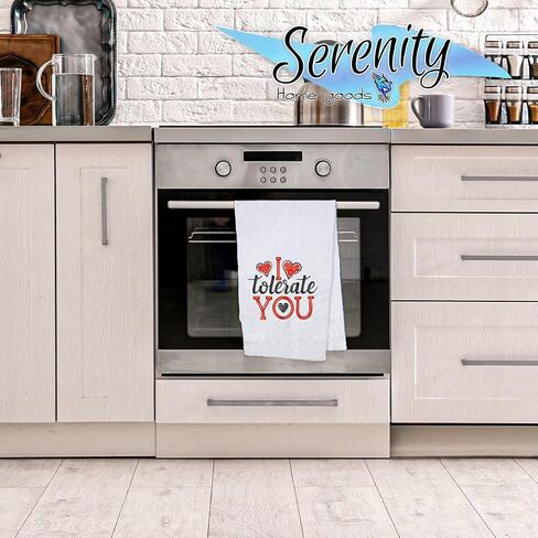 Decorative Kitchen and Bath Hand Towel | Valentines Day I Tolerate You | Winter Valentine's Day Themed | White Towel Home Decor Bathe Tea Towels Decorations | House Warming Gift Present in Saudi Arabia