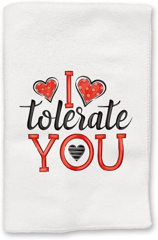 Decorative Kitchen and Bath Hand Towel | Valentines Day I Tolerate You | Winter Valentine's Day Themed | White Towel Home Decor Bathe Tea Towels Decorations | House Warming Gift Present in Saudi Arabia