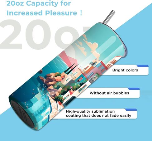 WeStar Sublimation Tumblers 20 oz,6-Pack Stainless Steel Skinny Straight Tumblers Bulk with Lid/Straw/Brush/Individually Boxed/Polymer Coated Sublimation Tumblers Blank for Heat Transfer Crafts in Saudi Arabia