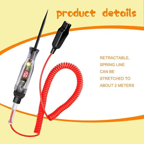 1 PC Automotive Test Light Digital LED Circuit Tester, Multifunctional Induction Test Pen, Circuit Tester 3-48V DC Digital LCD Display, for Sedan, SUV, RV, Truck, Lawn Mower (Red) in Saudi Arabia