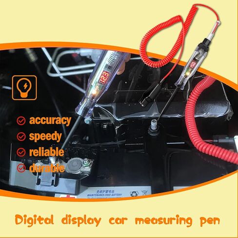 1 PC Automotive Test Light Digital LED Circuit Tester, Multifunctional Induction Test Pen, Circuit Tester 3-48V DC Digital LCD Display, for Sedan, SUV, RV, Truck, Lawn Mower (Red) in Saudi Arabia