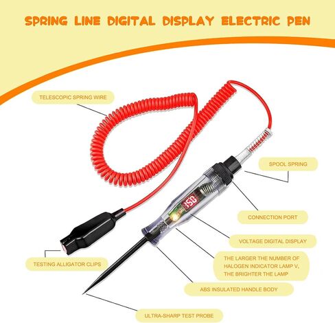 1 PC Automotive Test Light Digital LED Circuit Tester, Multifunctional Induction Test Pen, Circuit Tester 3-48V DC Digital LCD Display, for Sedan, SUV, RV, Truck, Lawn Mower (Red) in Saudi Arabia